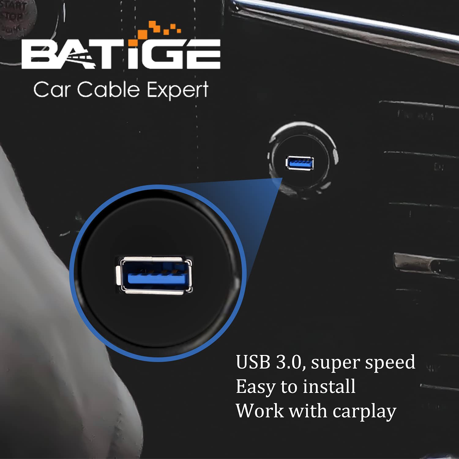Batige 2 Pack Small Usb 3.0 Male To Female Aux Flush Panel Mount Extension Cable For Car Truck Boat Motorcycle Dashboard 3Ft