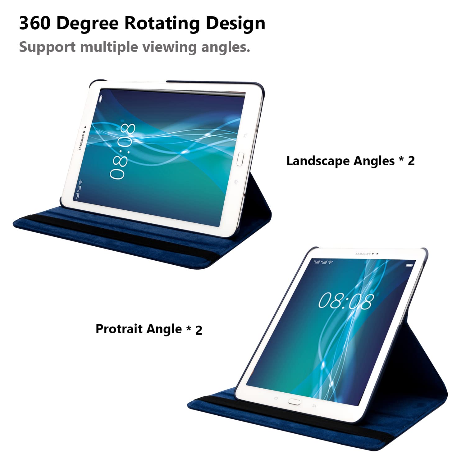 R.Shengte Case For Samsung Galaxy Tab E 8.0 Inch Tablet (Sm T378 Sm T375 Sm T377),360 Degree Rotating Stand Case Full Protective