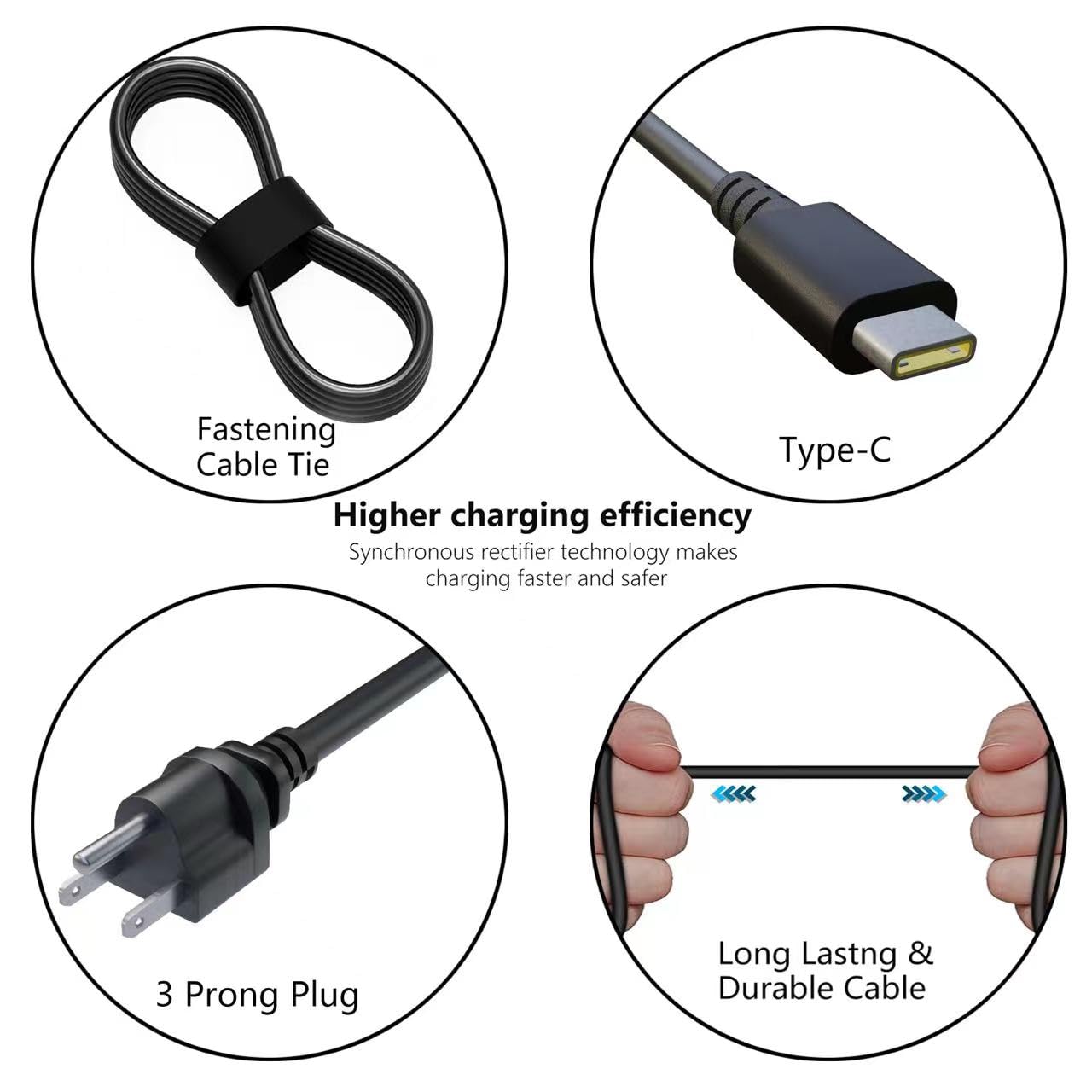 45W Usb Type C Ac Adapter Compatible Wiht Lenovo Chromebook C330 300E 100E 500E N23 Yoga, Lenovo Thinkpad T480 T480S T580 2Nd Ge