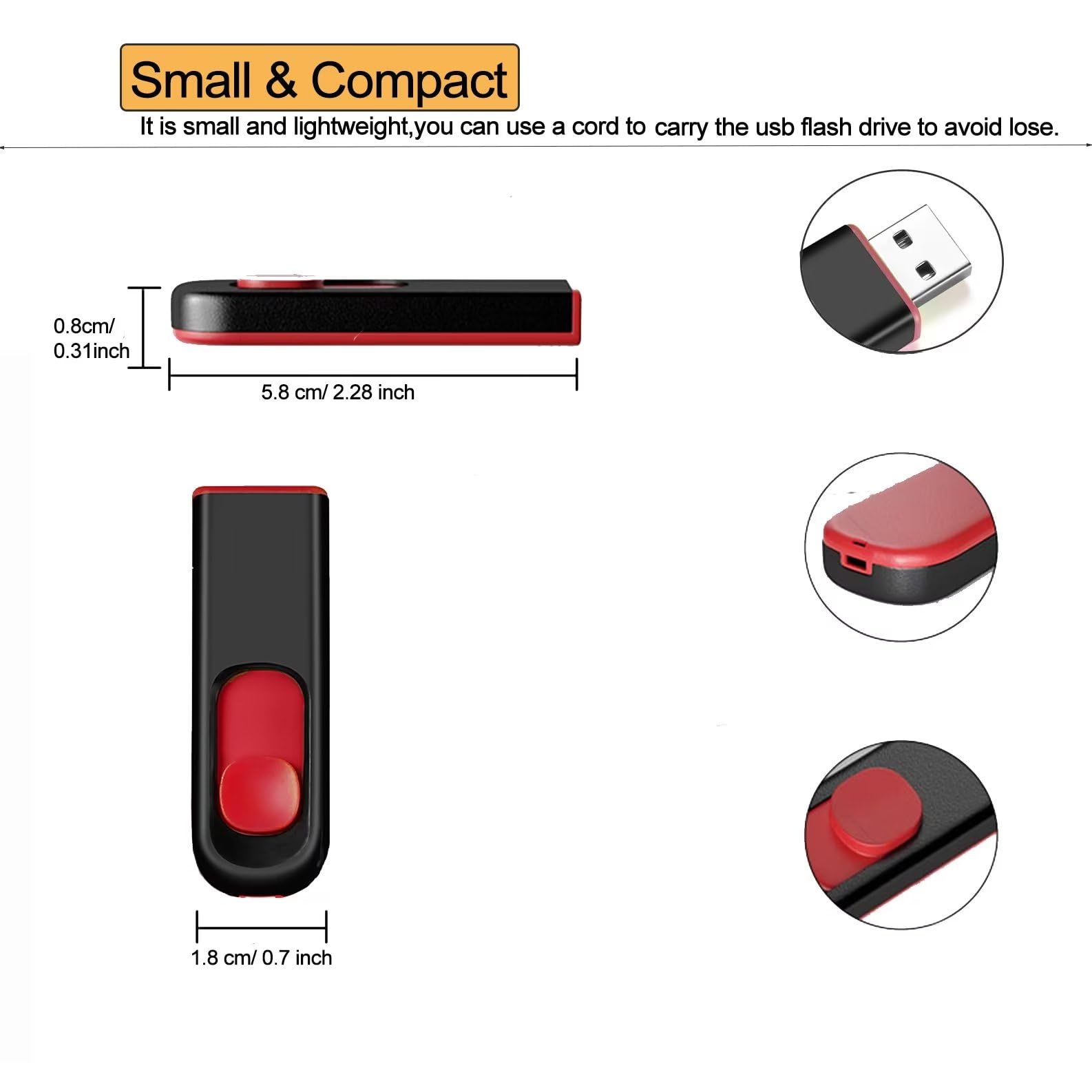 Makactua 64Gb Usb Flash Drive, Usb 2.0 Memory Stick Thumb Drive Pen Drives Jump Drive For Data Storage Black/Red