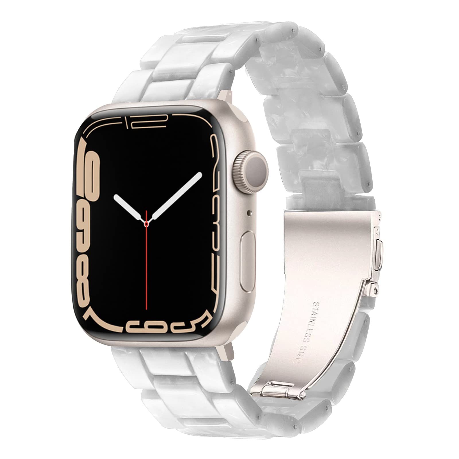 Hopo Compatible With Apple Watch Band 40Mm 41Mm 44Mm 45Mm Thin Light Resin Strap Bracelet With Stainless Steel Buckle Replacemen