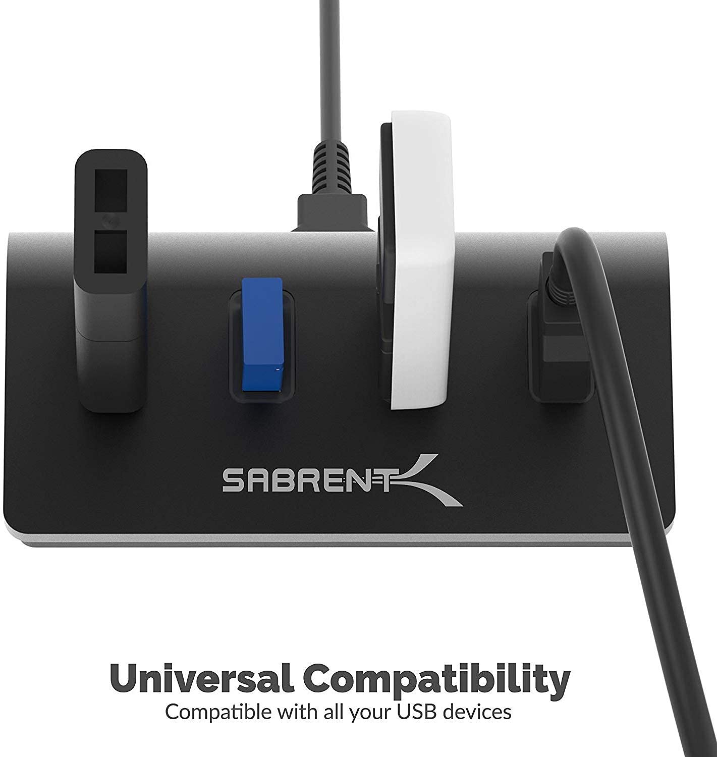 Sabrent 4 Port Usb 3.0 Hub   Aluminum Design, Portable Data Hub With 2.5Ft Cable For Imac, Macbook, Pc   Black (Hb Mc3B)