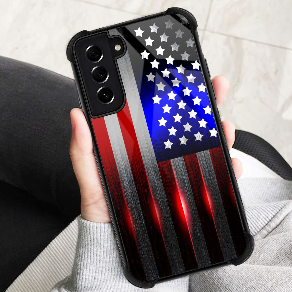 ZHEGAILIAN Samsung Galaxy S21 Ultra Cut Flag Phone Case TPU Organic Glass 4 Cut American Flag