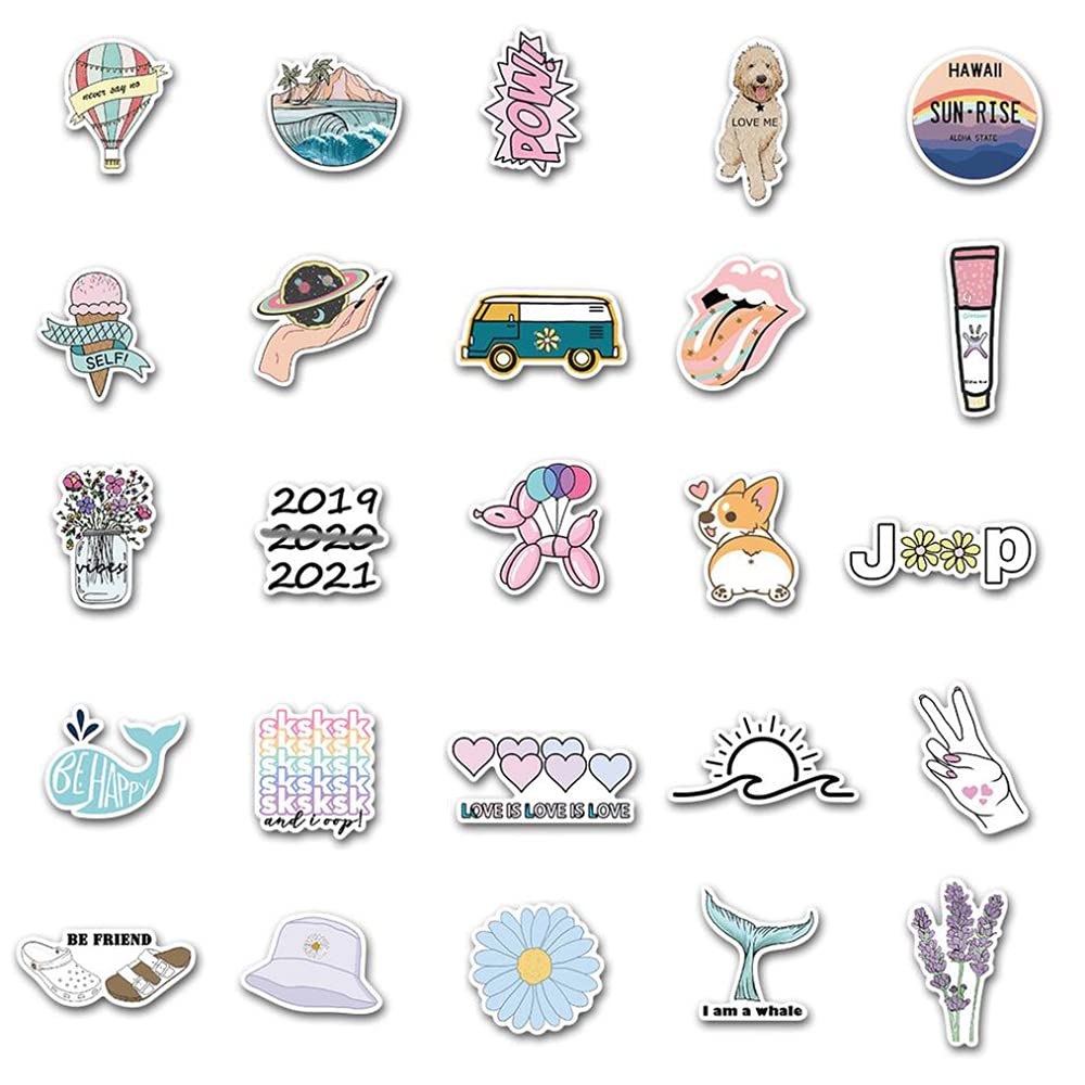 Girl'S Cute Water Bottle Stickers 50 Pcs Waterproof Laptop Aesthetic Stickers For Teens Kids