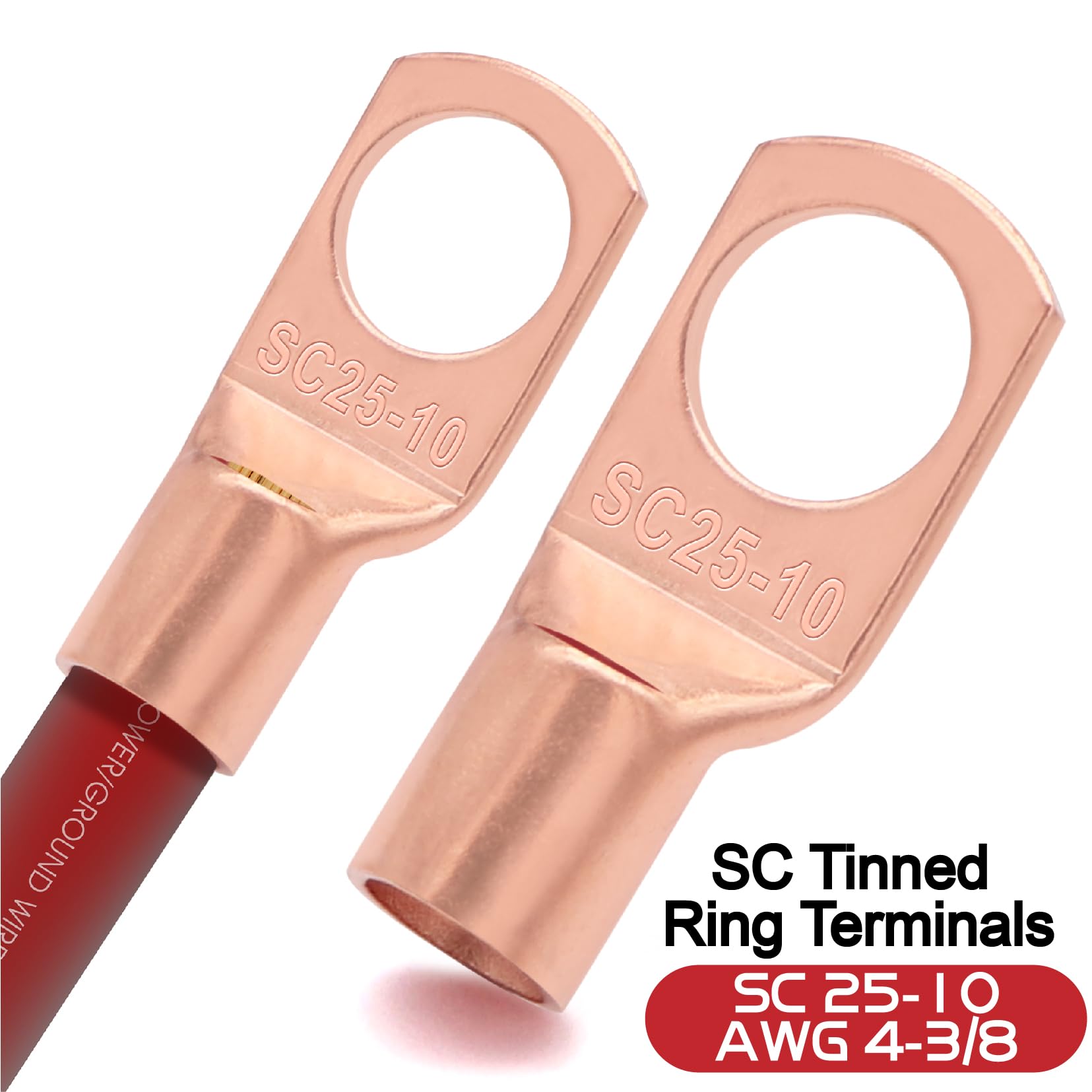 4 Gauge Wire (25Ft Each  Black/Red) Copper Clad Aluminum Cca,100A Anl Fuse Holder,10Pcs Lugs Terminal Connectors And 3:1 Heat Sh