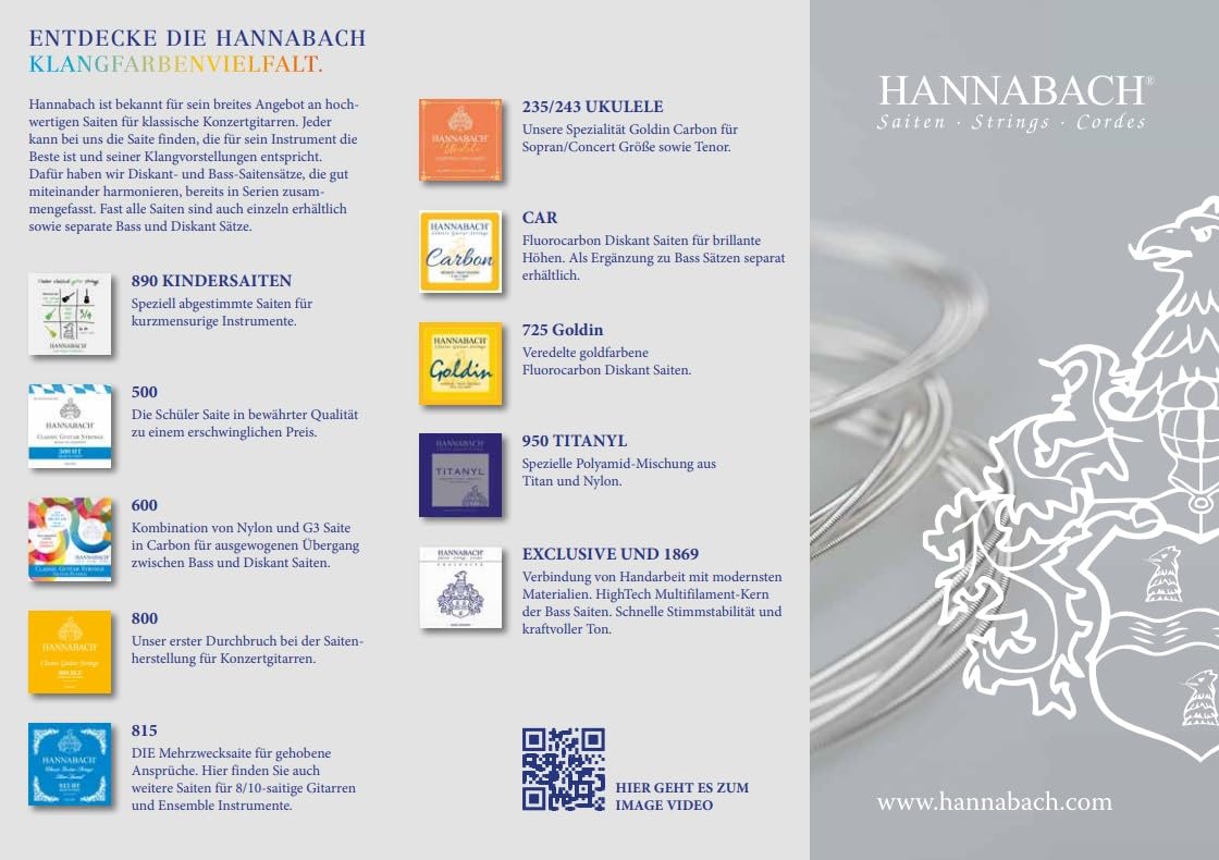 Hannabach 652537 Series 815 Silver Special High Tension String Set For Classic Guitar   Blue