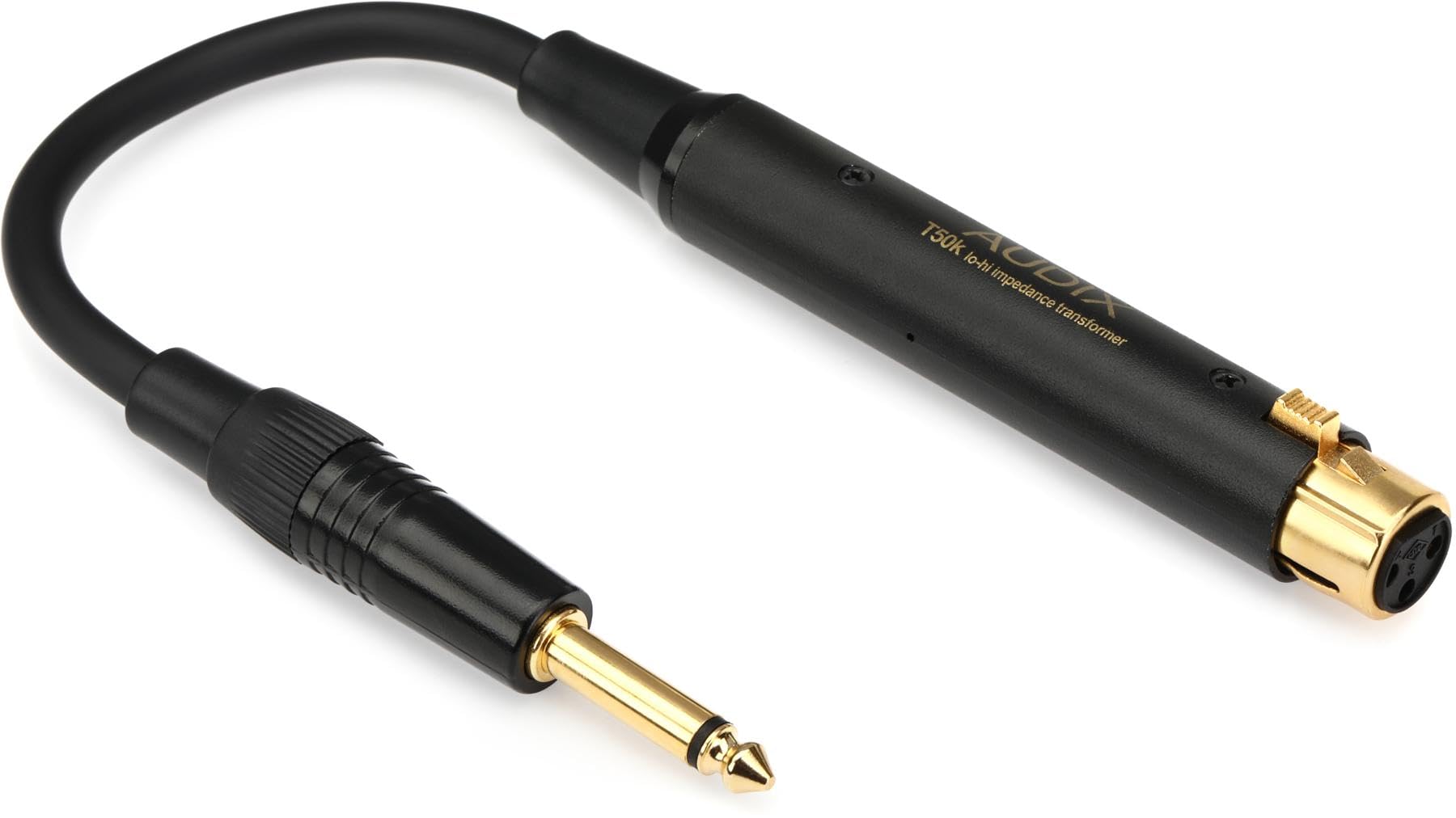Audix T50K Professional Xlr To Ts Inline Impedance Matching Transformer: Lo Z To Hi Z   Black/Gold