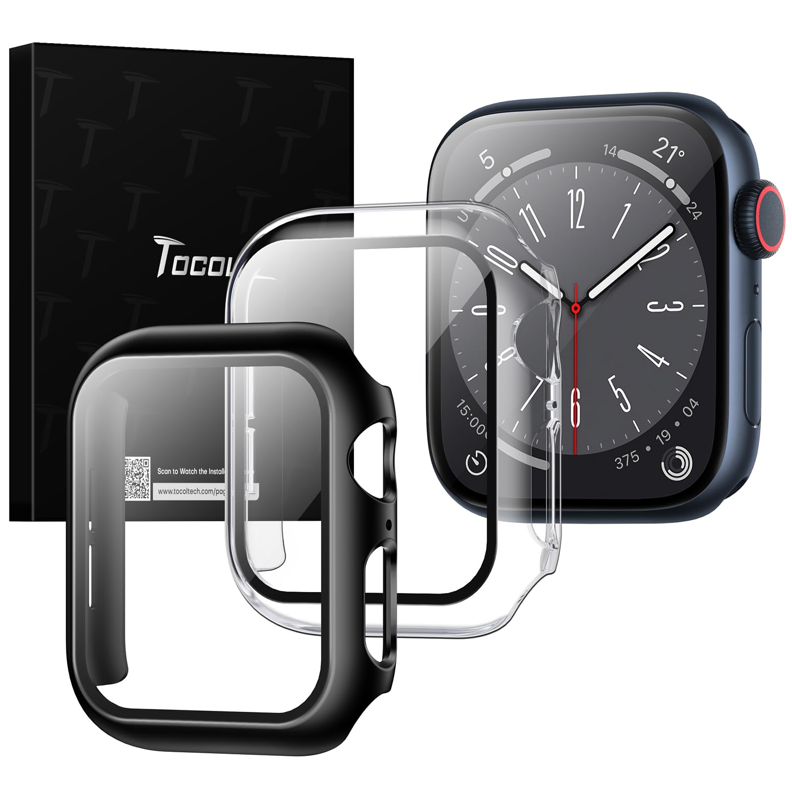 Tocol 2 Pack For Apple Watch Case 44Mm Se (2Nd Gen) Series 6/5/4, [10X Military Grade Shockproof], [Touch Sensitive], [Ultra Thi