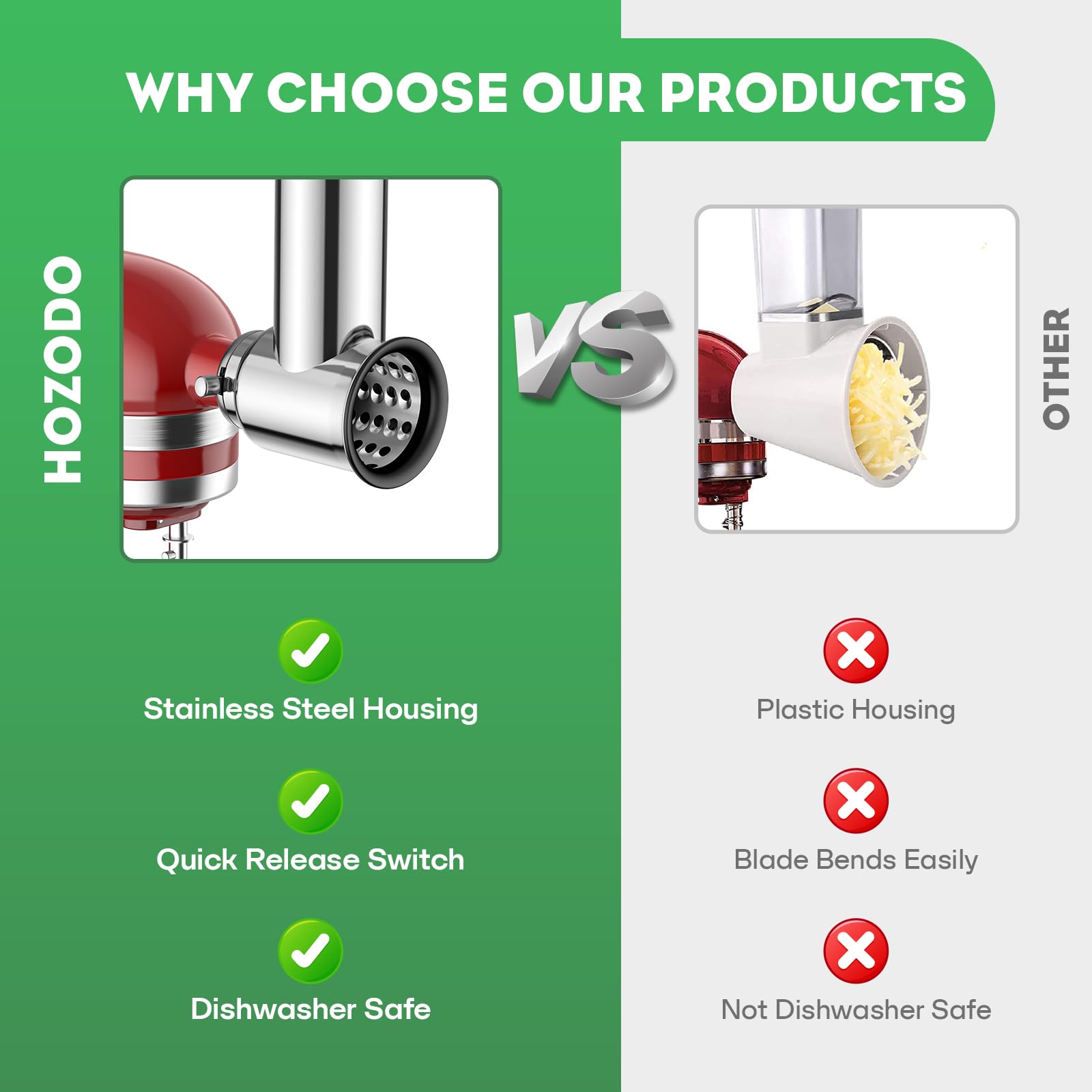 Stainless Steel Slicer Shredder Attachment For Kitchenaid Stand Mixer,Includes Cheese Grater,Grinding Powder, Vegetable Slicer S