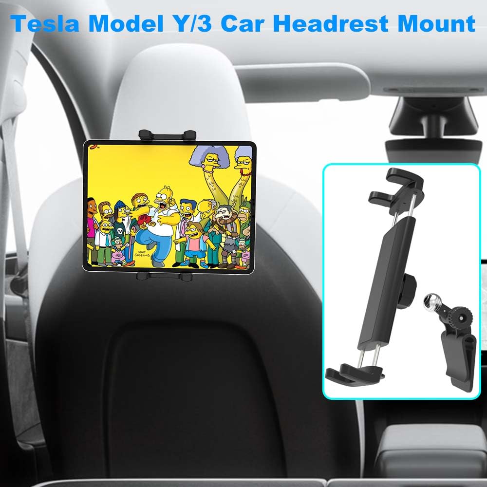 Cuxwill Tesla Headrest Mount Tablet Holder For 4-13'' Ipad & Phone, Car Back Seat Holder For Tesla Model Y Model 3, Car Mount Wi