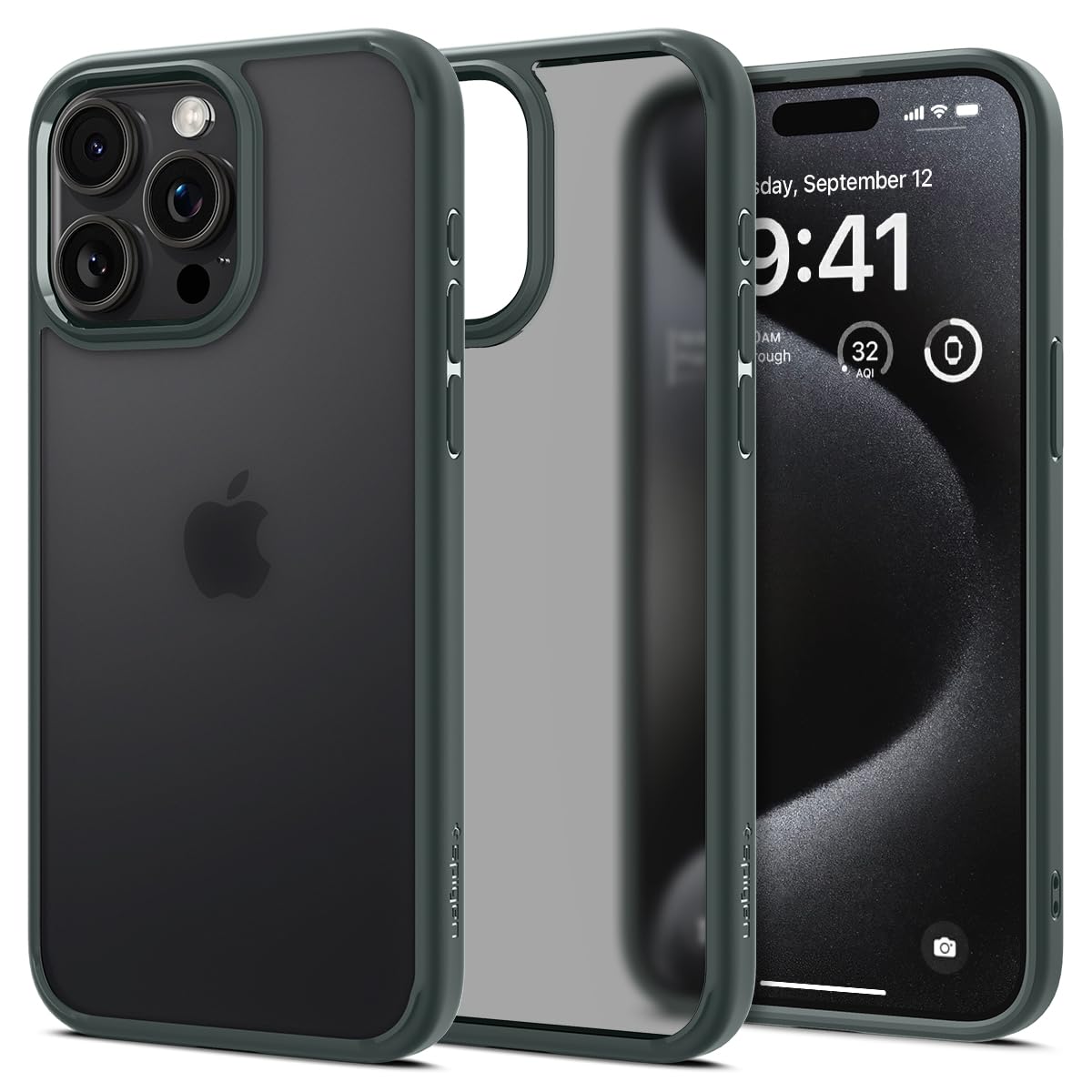 Spigen Ultra Hybrid Designed For Iphone 15 Pro Max Case (2023) [Anti Yellowing], [Military Grade Protection]   Frost Green