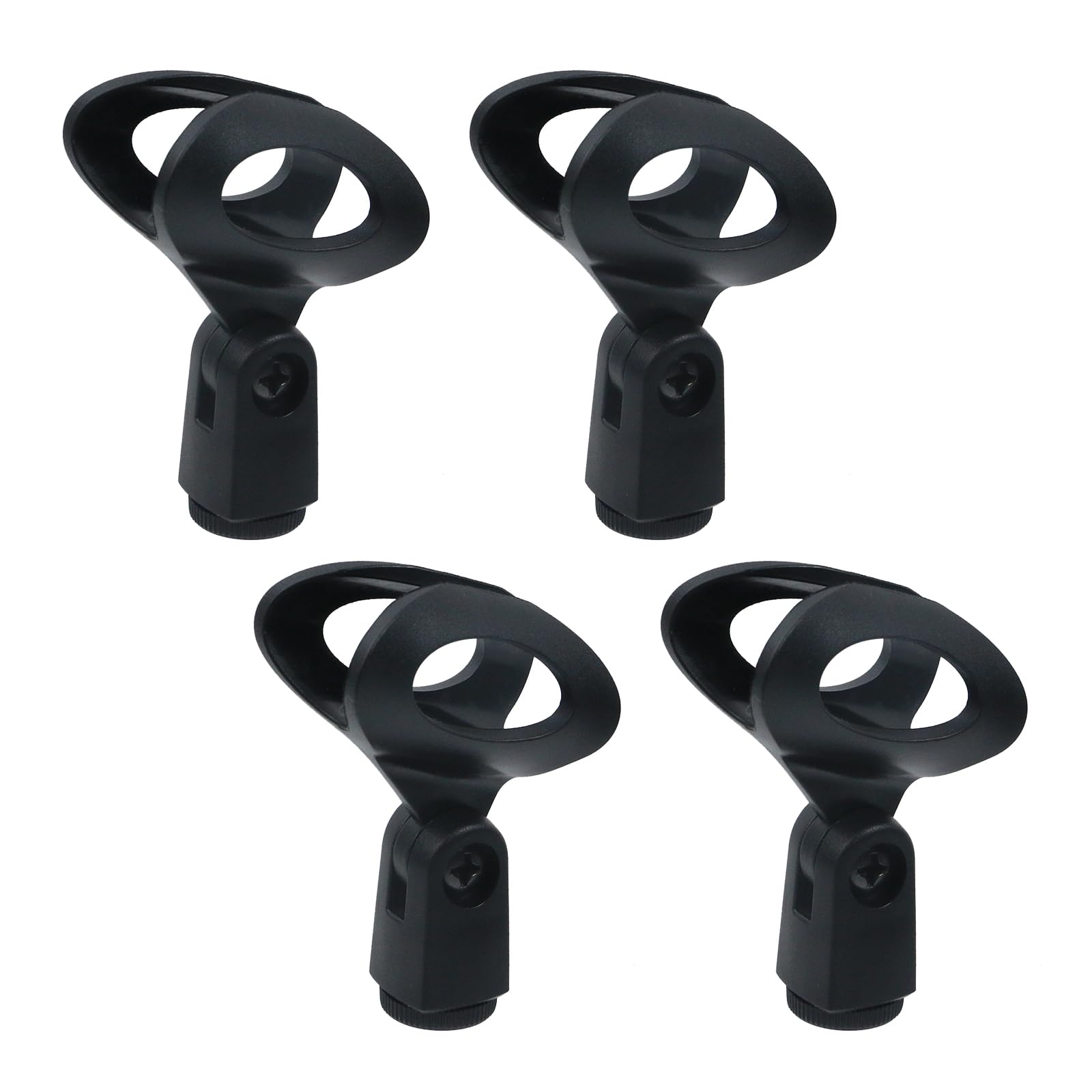 Pastlla 4Pcs Microphone Clip Rubber Flexible Mic Holder Handheld Wireless Adjustable Angle Mic Holder, Black, Egg-shaped(Inner D