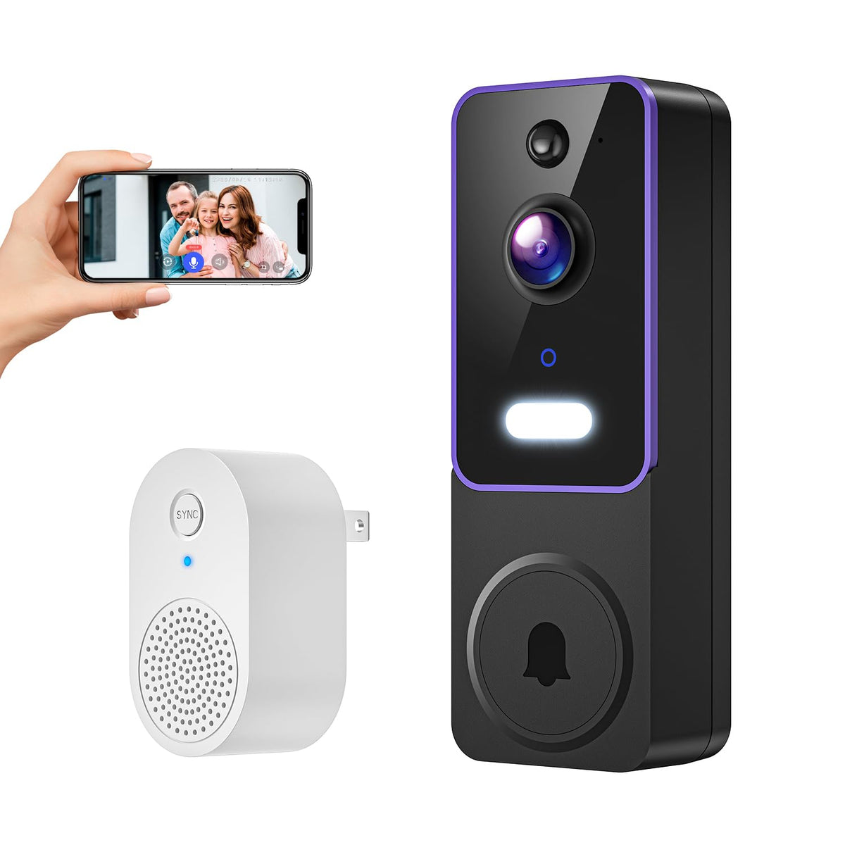 Boldhero Video Doorbell Camera 1080P Wireless Wi-Fi Camera With Ai Motion Detection, Cloud Storage, Two Way Talk, Night Vison,2.