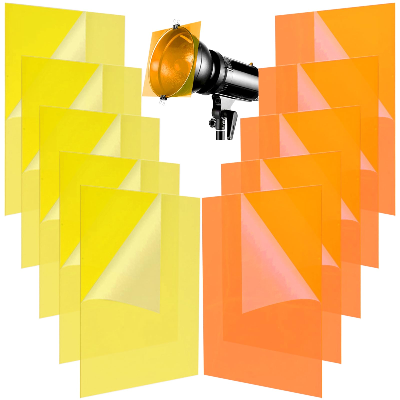 Siqinzongwa (10 Pcs) Gel Light Filter, Yellow And Orange Transparent Color Lighting Gel Filter Correction Plastic Sheets 8.5 X 1