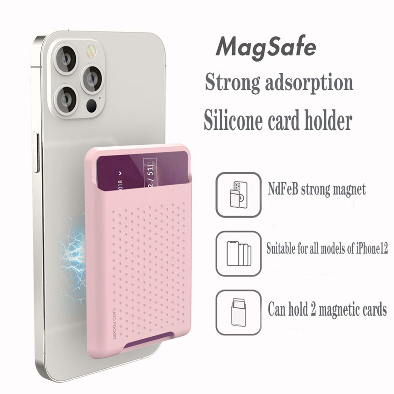 Biajiya Card Holder For Back Of Phone For Stand Magsafe Magnetic Silicone Wallet Compatible With Iphone17/16/15/14/13/12/12 Pro/