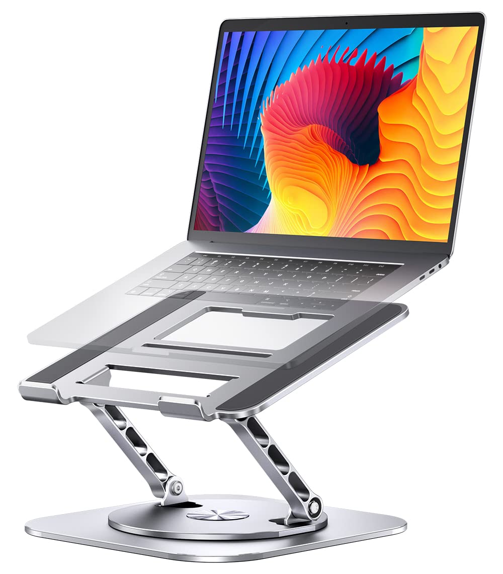 Aoevi Adjustable Computer Stand With 360 Rotating Base, Ergonimic Foldable Laptop Riser For Desk Compatible With Macbook Pro/Air
