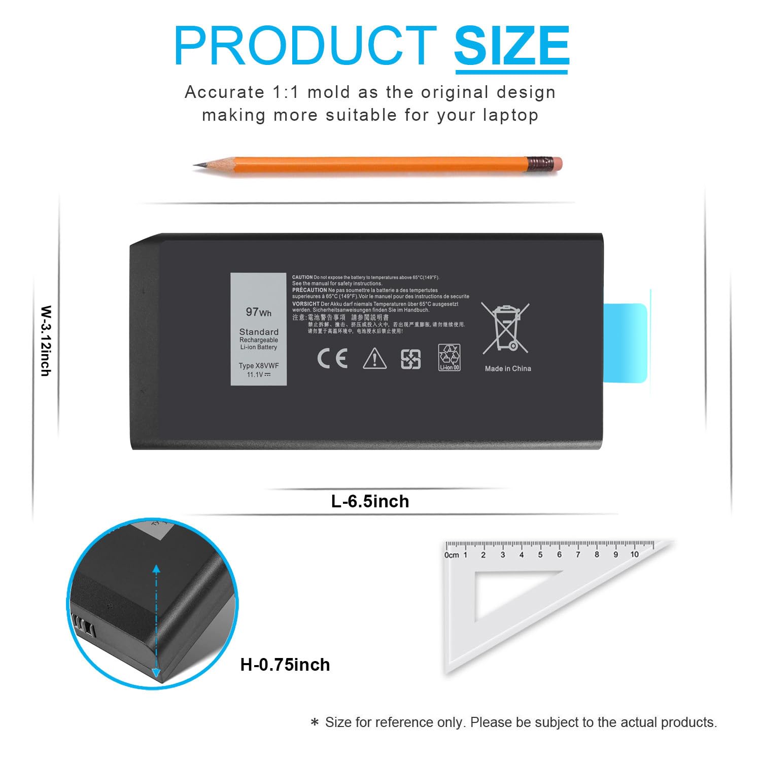 97Wh X8Vwf 11.1V Laptop Battery For Dell Latitude 14 Rugged 5404 5414 E5404 Extreme 7404 7414 E7404 Series P45G P46G P46G001 P46