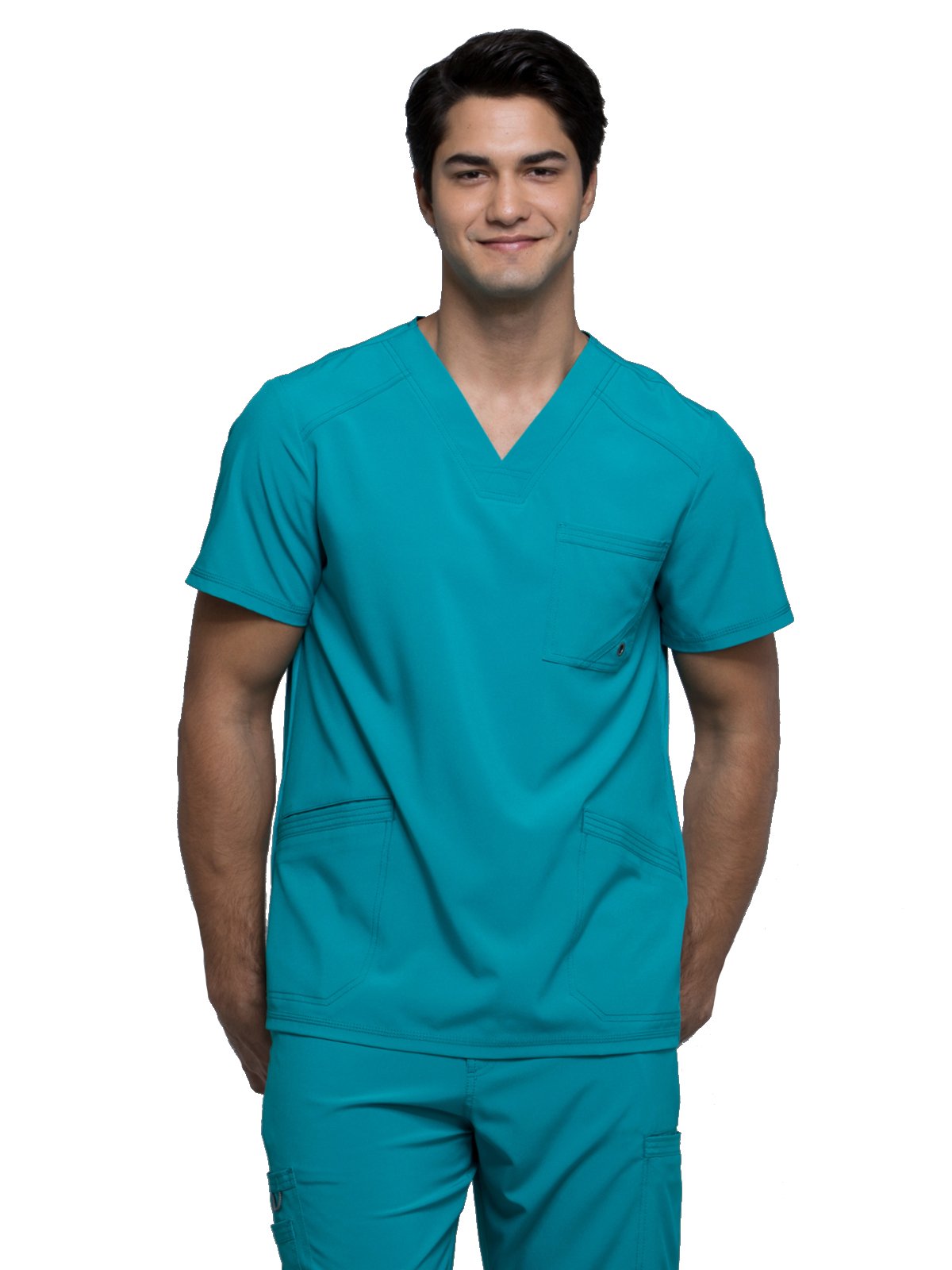 Cherokee Infinity Men Scrubs Top V Neck Ck900A, Xs, Teal Blue