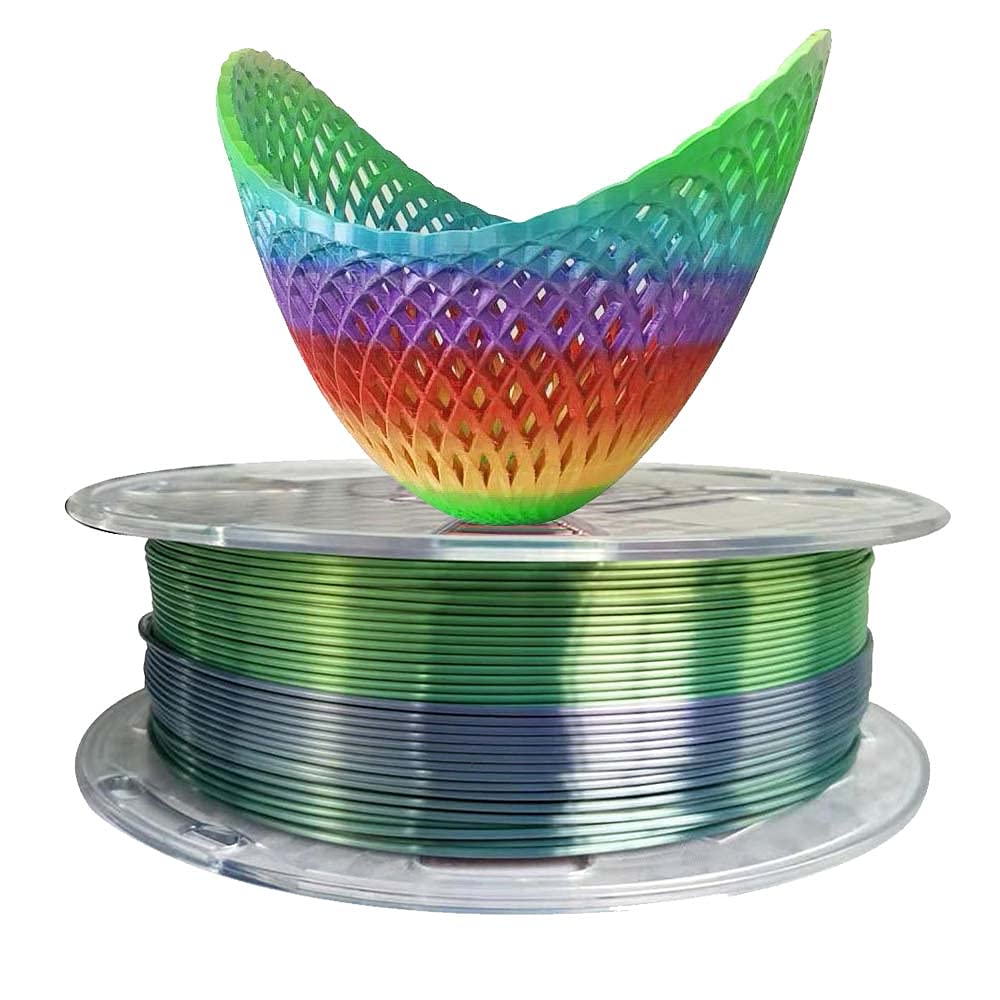 Silk Rainbow Pla Filament 1.75 Mm 3D Printer Filament 1Kg 2.2Lbs Shiny Silky Shine Pla 3D Printing Materials Multicolor Rainbow