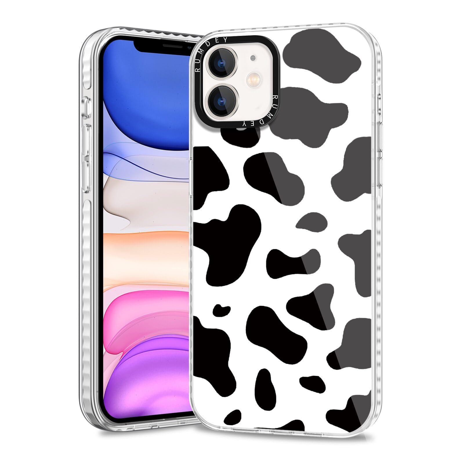 Rumdey 2 Pack Cute Pattern For Iphone 11 6.1'' Phone Case, Cow Print Aesthetic Design Clear Cases Soft Silicone Slim Tpu Shockpr