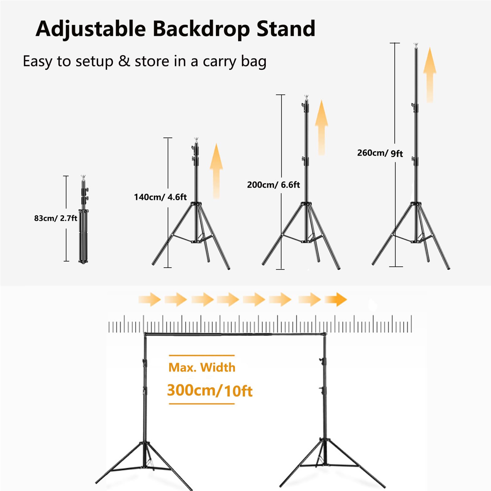 Itotin Backdrop Stand For Photography 9Ft X 10Ft Heavy Duty Photo Background Stands Support Kit With Carry Bag For Photo Studio,