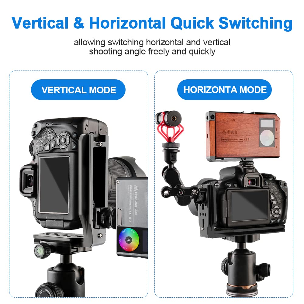 (Real Single One) Dslr Camera L Bracket Quick Release Plate Vertical Horizontal Switching Tripod Compatible With Canon Nikon Son