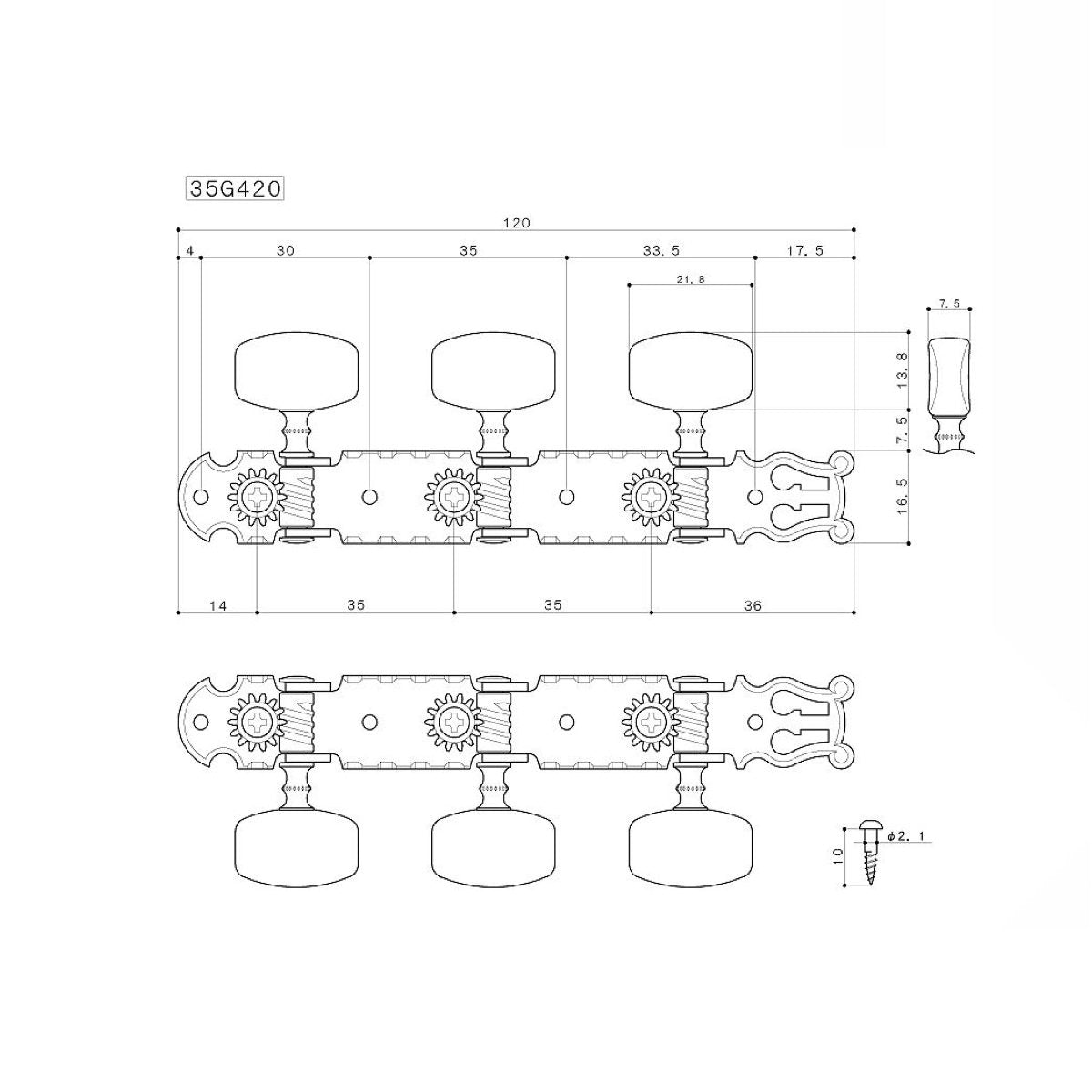 Flash Gold Lyra Type Gotoh Classical Guitar Tuners, 35G420