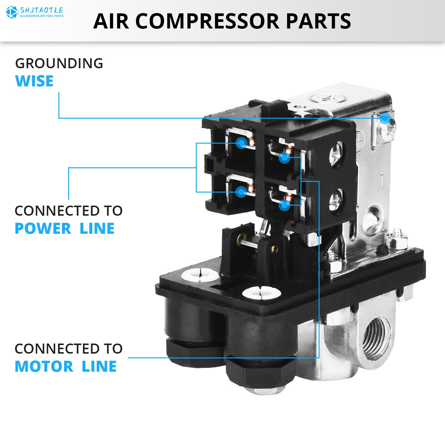 Shjtaotie Universal Air Compressor Pressure Switch Control Valve (90 120 Psi, 110V 240V) With 0 180 Psi Regulator And Safety Pre