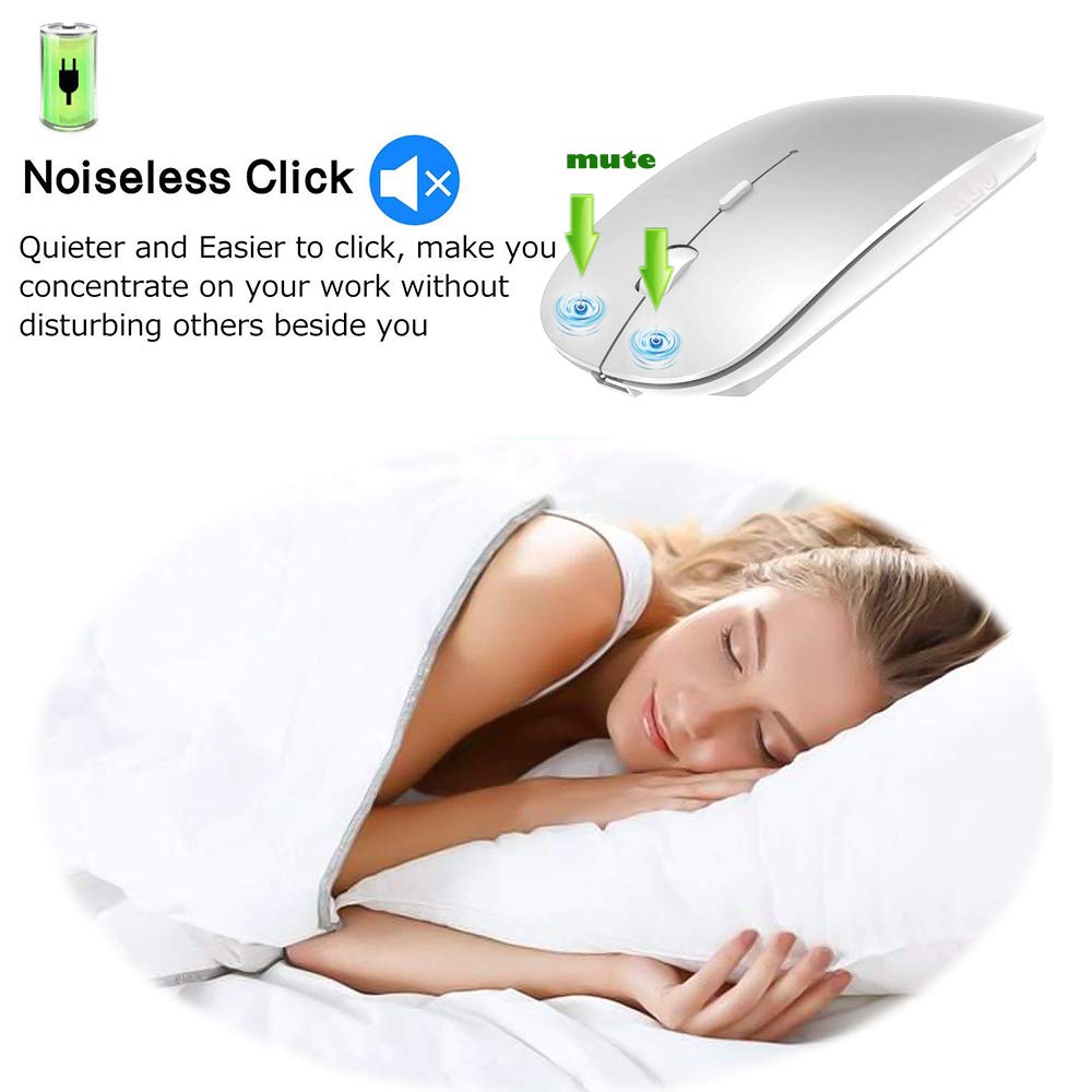 Klo Rechargeable Bluetooth Mouse For Macbook/Macbook Air/Pro/Ipad, Wireless Mouse For Laptop/Notebook/Pc/Ipad/Chromebook (Bt/B S