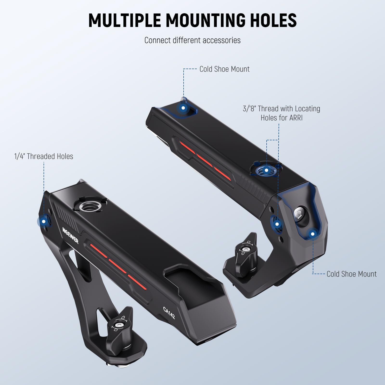 Neewer Basic Lightweight Camera Top Handle With 3/8 Locating Pin For Arri, High Strength Cage Plastic Handle Grip W/ 1/4 3/8 Scr