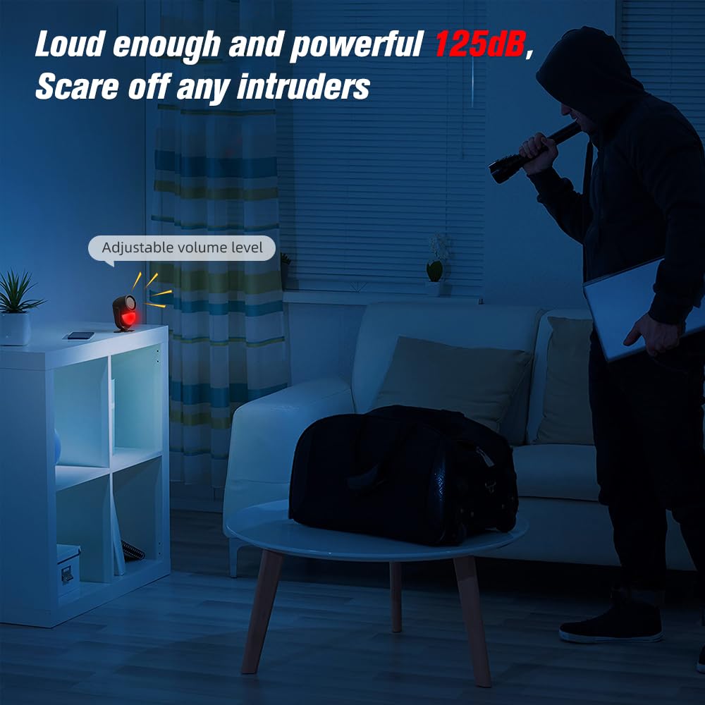 Luckydeer 125Db Loud Motion Sensor Alarm With 328Ft Remote Control(40Ft Pir Detector, 3*Aa Batteries), Indoor Wireless Infrared