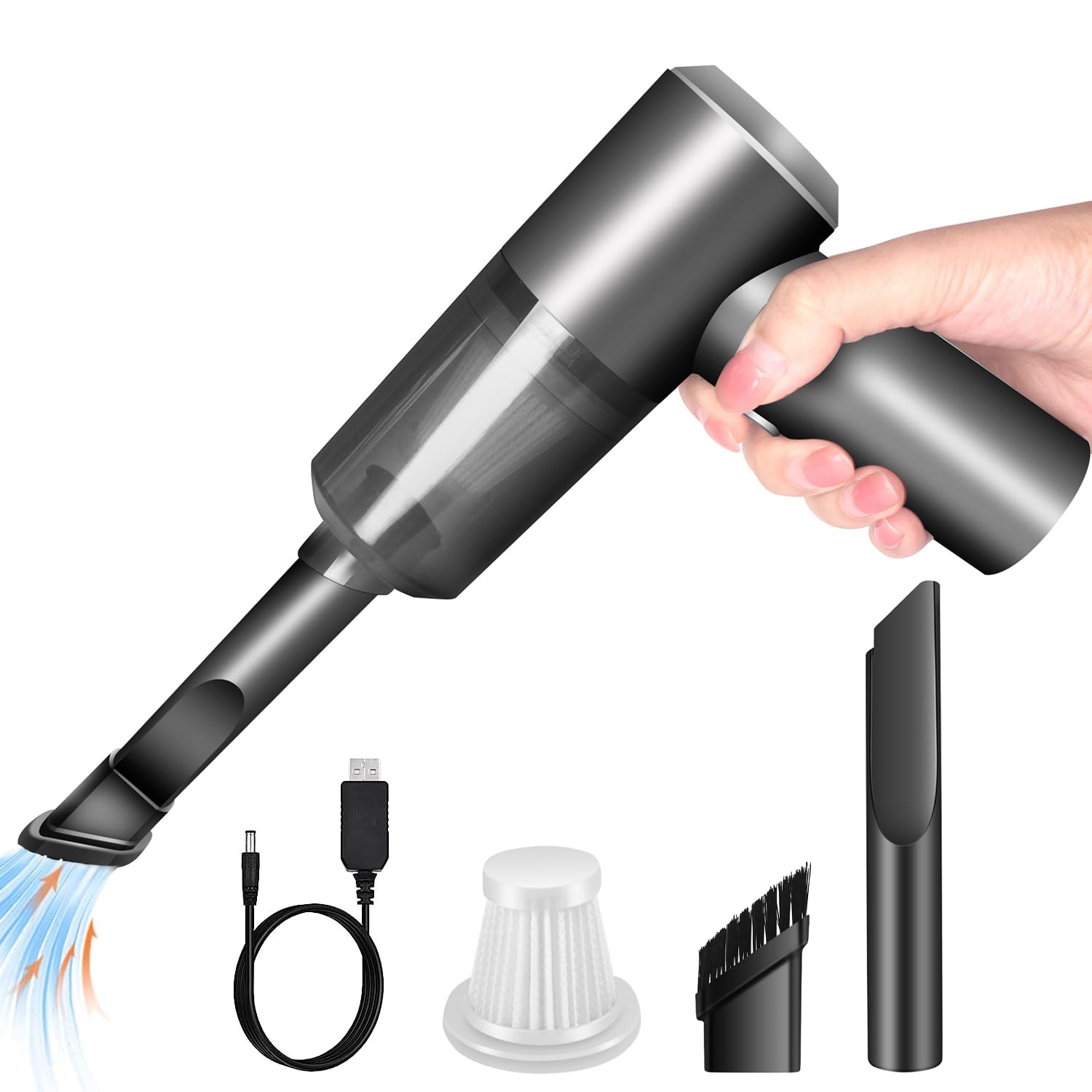 Yunyilan Cordless Handheld Vacuum Cleaner, High Power Rechargeable Mini Portable Vacuum For Home, Office And Car Cleaning (Black