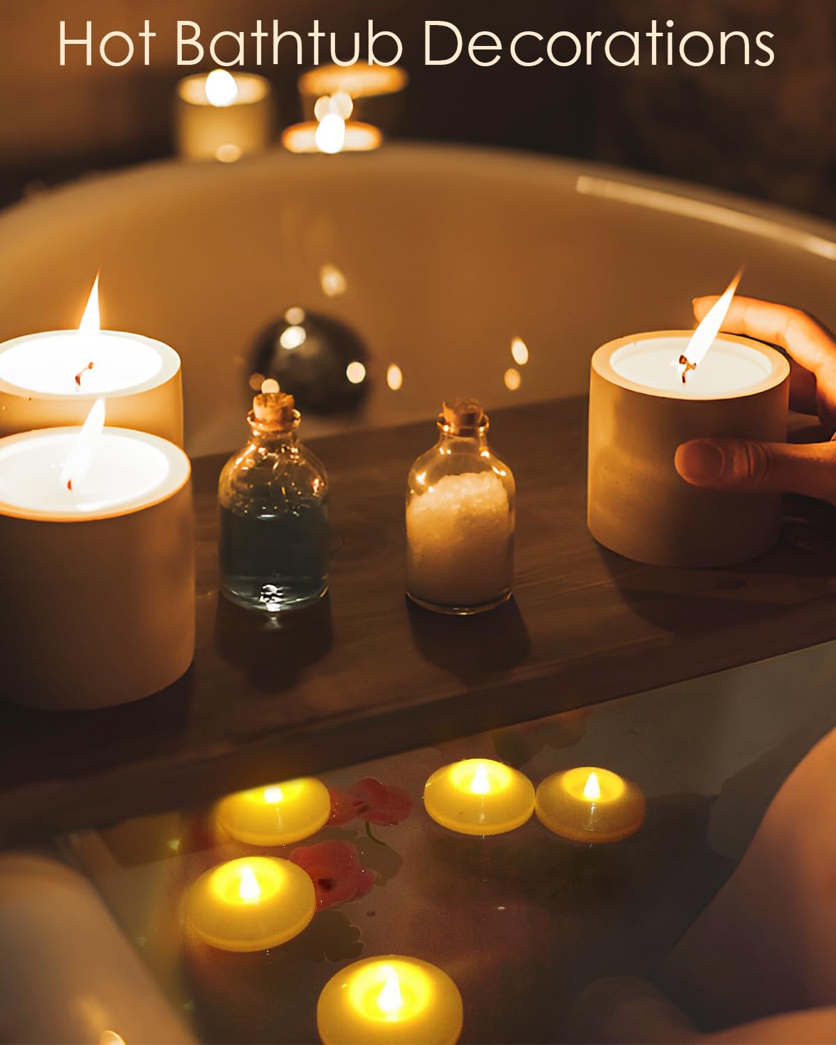 Ardux 12 Pcs Led Floating Candles   3 Inch Flameless Plastic Floating Tea Lights For Bathtub Swimming Pool Vase Centerpiece Deco