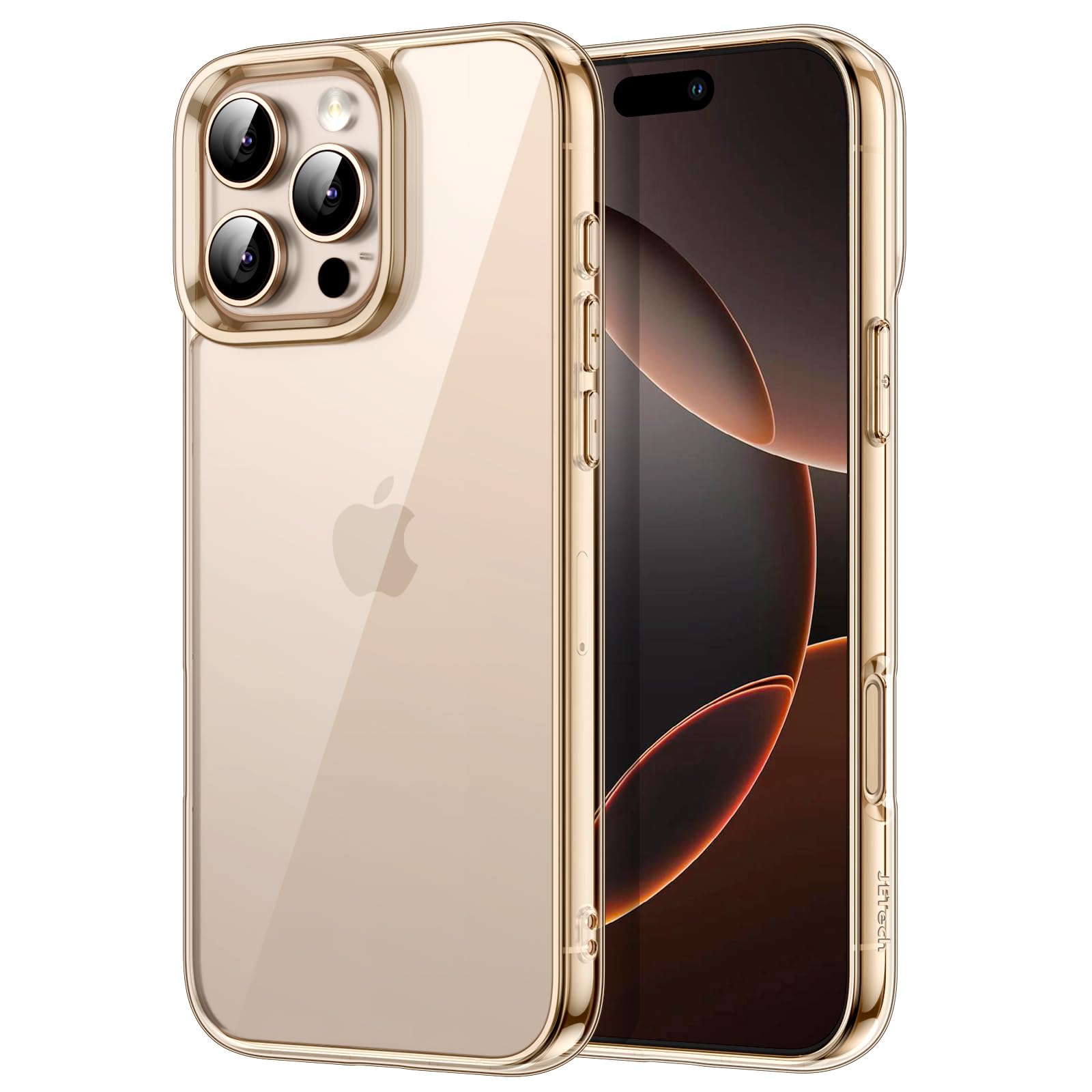 Jetech Case For Iphone 16 Pro 6.3 Inch, Non Yellowing Shockproof Phone Bumper Cover, Anti Scratch Clear Back (Desert Titanium)