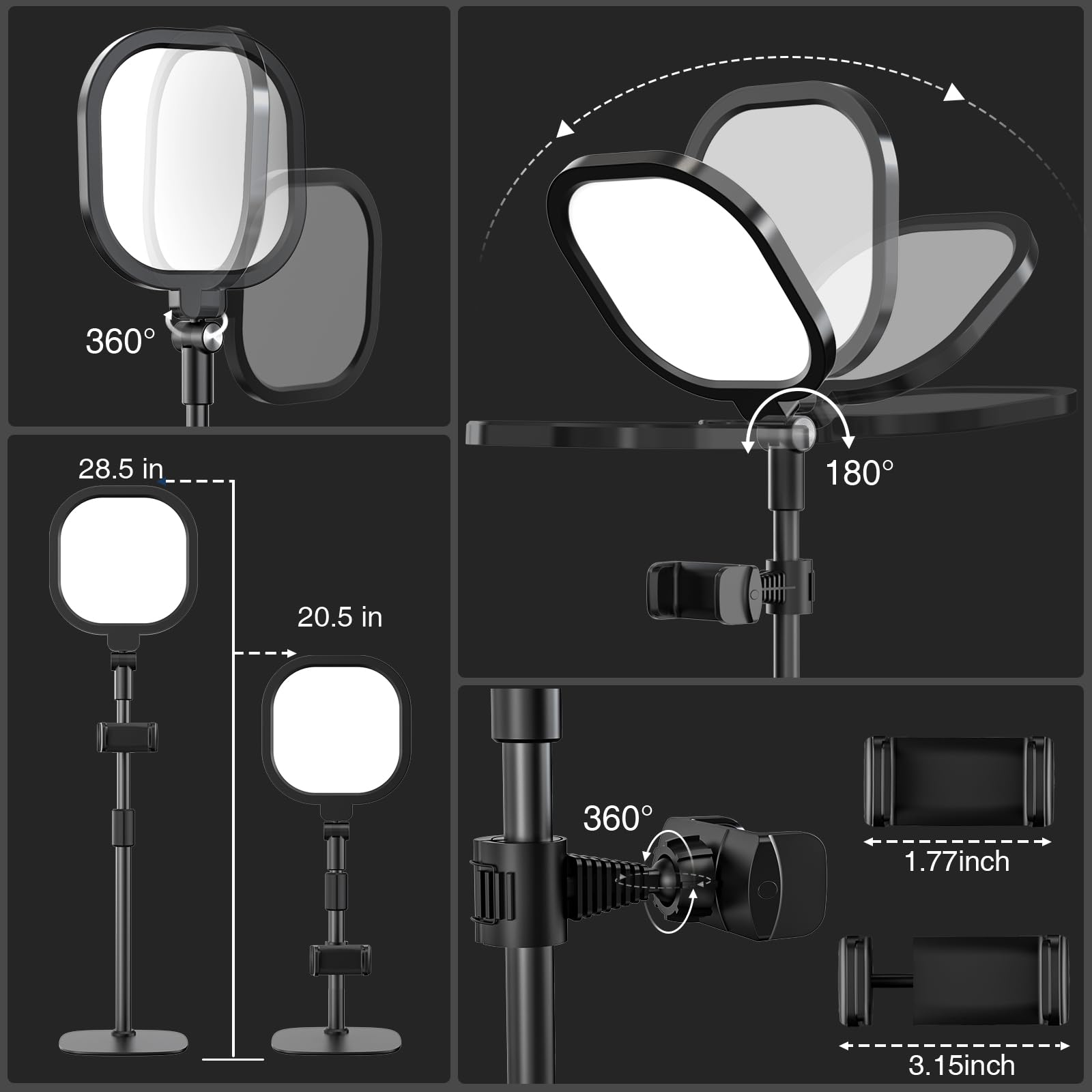 Zoom Lighting For Computer, Adjustable Desk Lighting For Video Calls, 30 Light Modes Video Conference Light, Desk Ring Light Wit