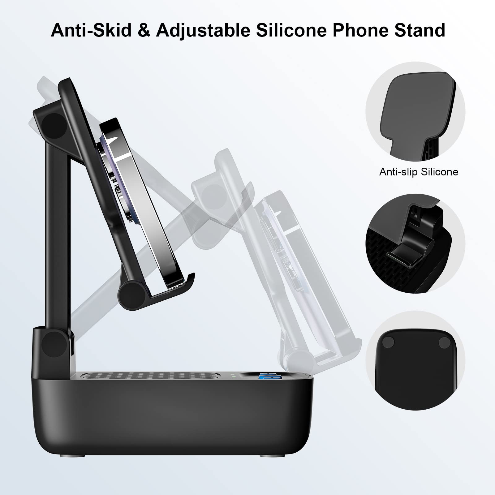 Gifts For Men Women,Birthday Gifts,Cell Phone Stand With Wireless Bluetooth Speaker, Punchy Bass & Hd Stereo Sound Speaker For Home & Outdoors Compatible With Iphone/Ipad/Samsung Black