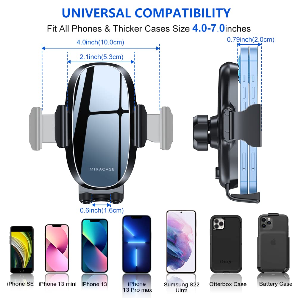 Miracase Phone Holders For Your Car With Newest Metal Hook Clip, Air Vent Cell Phone Car Mount, Hands Free Universal Automobile