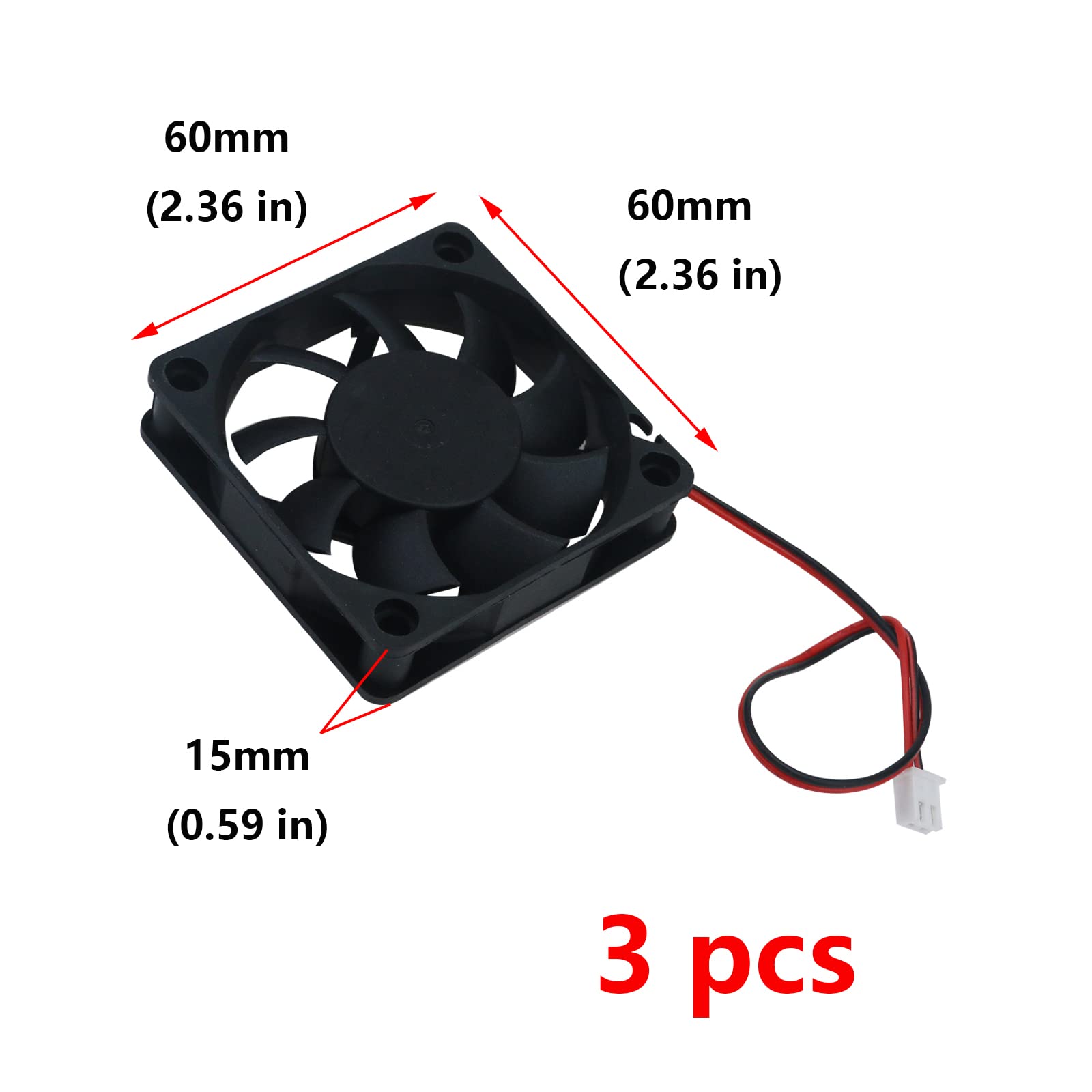 Antrader 3 Pack 60Mm X 60Mm X 15Mm 6015 12V Brushless Dc Cooling Fan 2Pin For Diy 3D Printer Extruder Humidifier