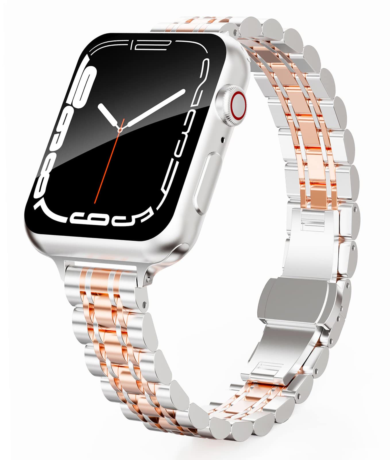 Aicumuza Slim Metal Watch Bands Compatible With Apple Watch 45Mm 42Mm 44Mm 49Mm, Thin Stainless Steel Link For Women Iwatch Seri