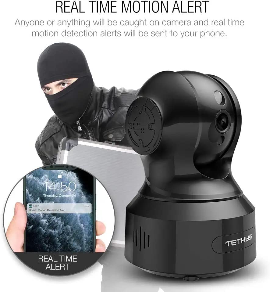 Tethys Wireless Security Camera 1080P Indoor [Work With Alexa] Pan/Tilt Wifi Smart Ip Camera Dome Surveillance System W/Night Vi