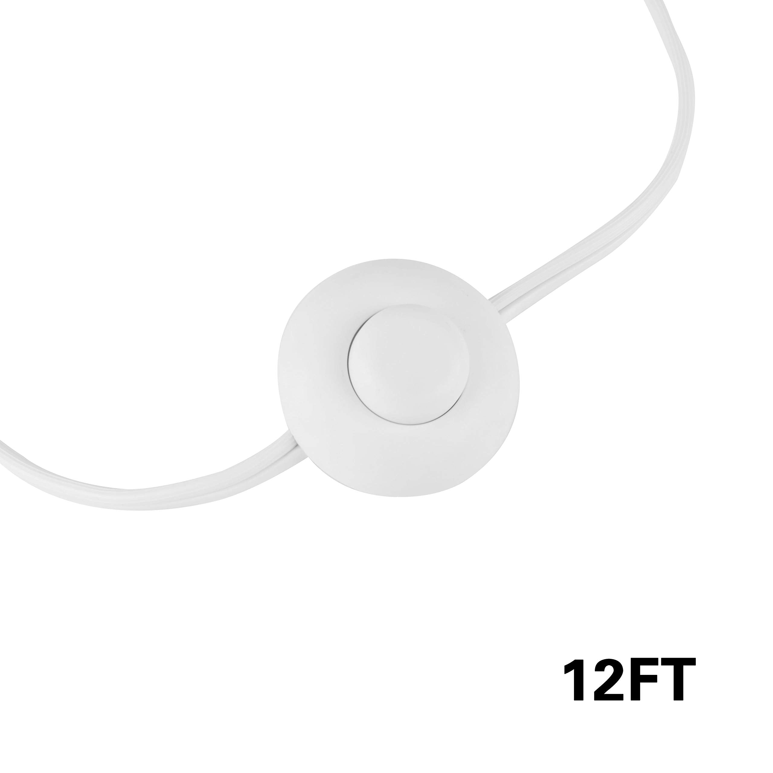 12 Feet Extension Cords, 3 Outlets Power Cord With Hand/Foot Switch, 16Awg 13A/125V/1625W,Safety Twist Lock, White,2Pk