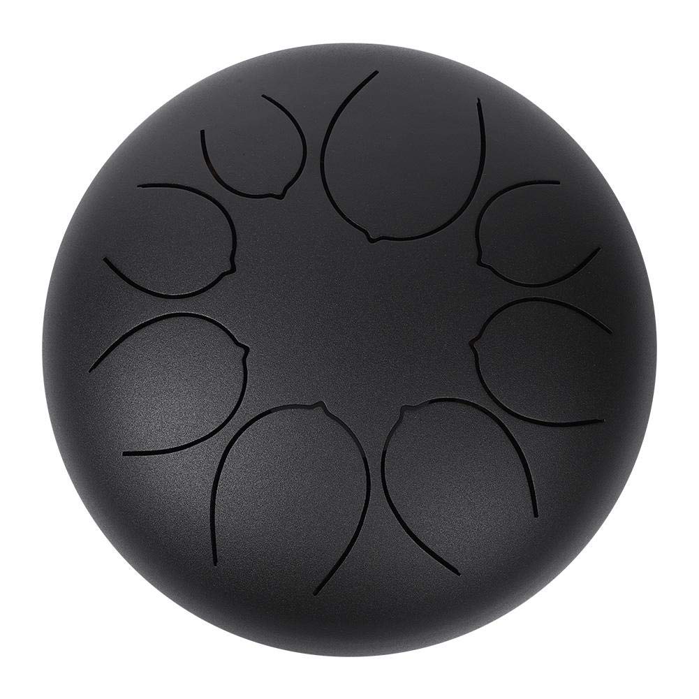 Ethereal Sound Lotus Drum, 10 Inch Steel Tongue Drum G/A/C/D/E/G/A/B 8Tone Drum For Meditation With Carry Bag(Black)