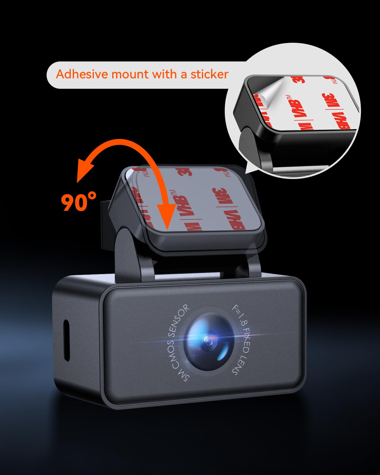 Vantrue E360, E2 2.7K Adjustable Rear Camera With 20Ft Cable, Wdr, Super Night Vision, Fit For Most Cars Suv, Pickup, Truck, Jee