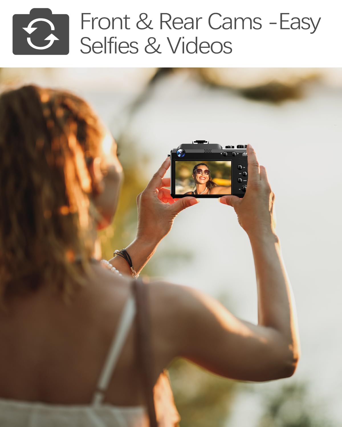 Yatao Digital Camera With Wifi, 4K 64Mp Photography Camera Kit For Youtube, Front And Rear Dual Camera For Convenient Selfie, Eq