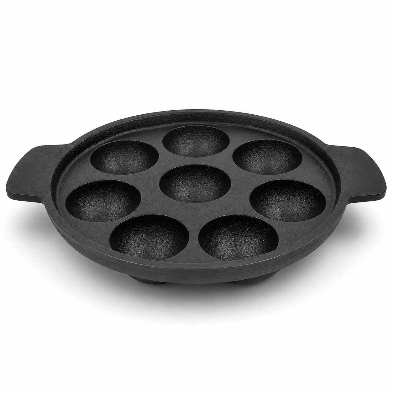 Anketras Cast Iron Paniyaram Pan 9 Pit Appam Maker with Induction Base & Side Handles | Appe Patra, Kuzhi Paniyaram Kal for Gas 