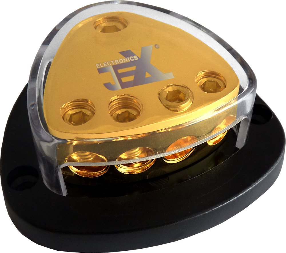 Jex Electronics 4 Way Car Audio Stereo Amp Power/Ground Cable Splitter Distribution Block 2Ga