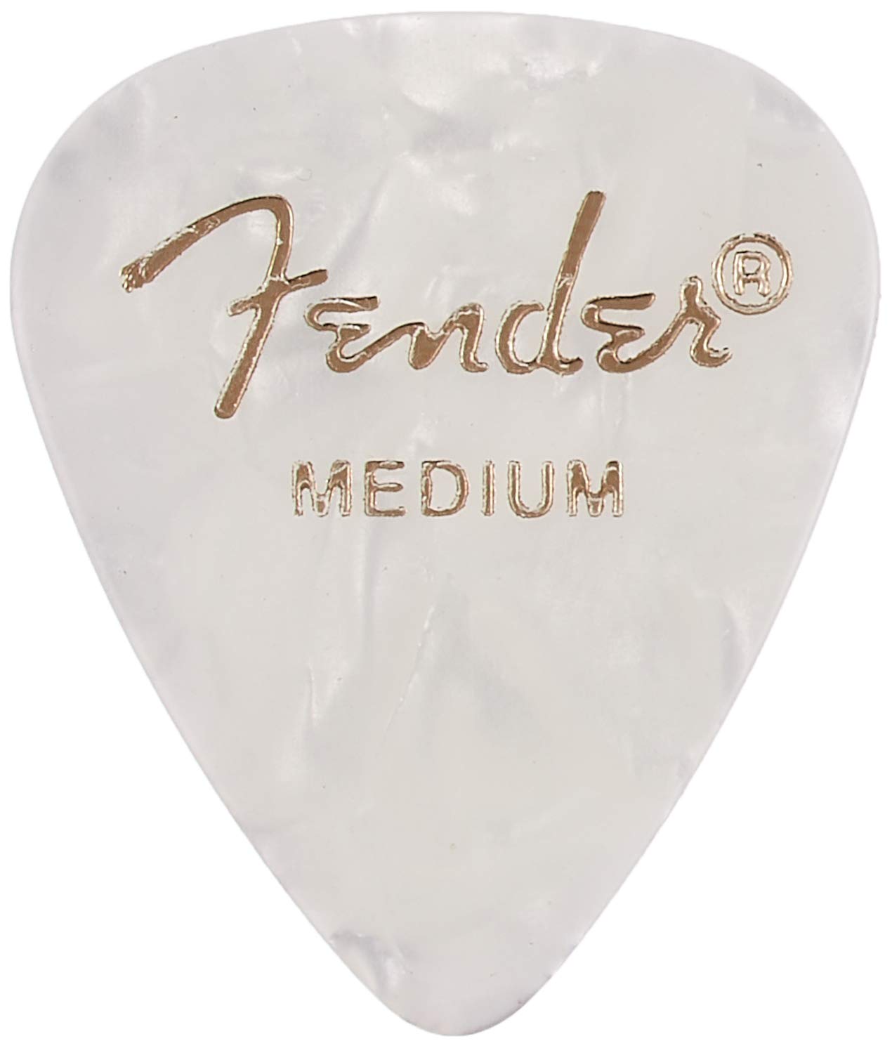 Fender Premium Celluloid Guitar Picks 351 Shape, Guitar Accessories, White Moto, Medium, 144 Pack