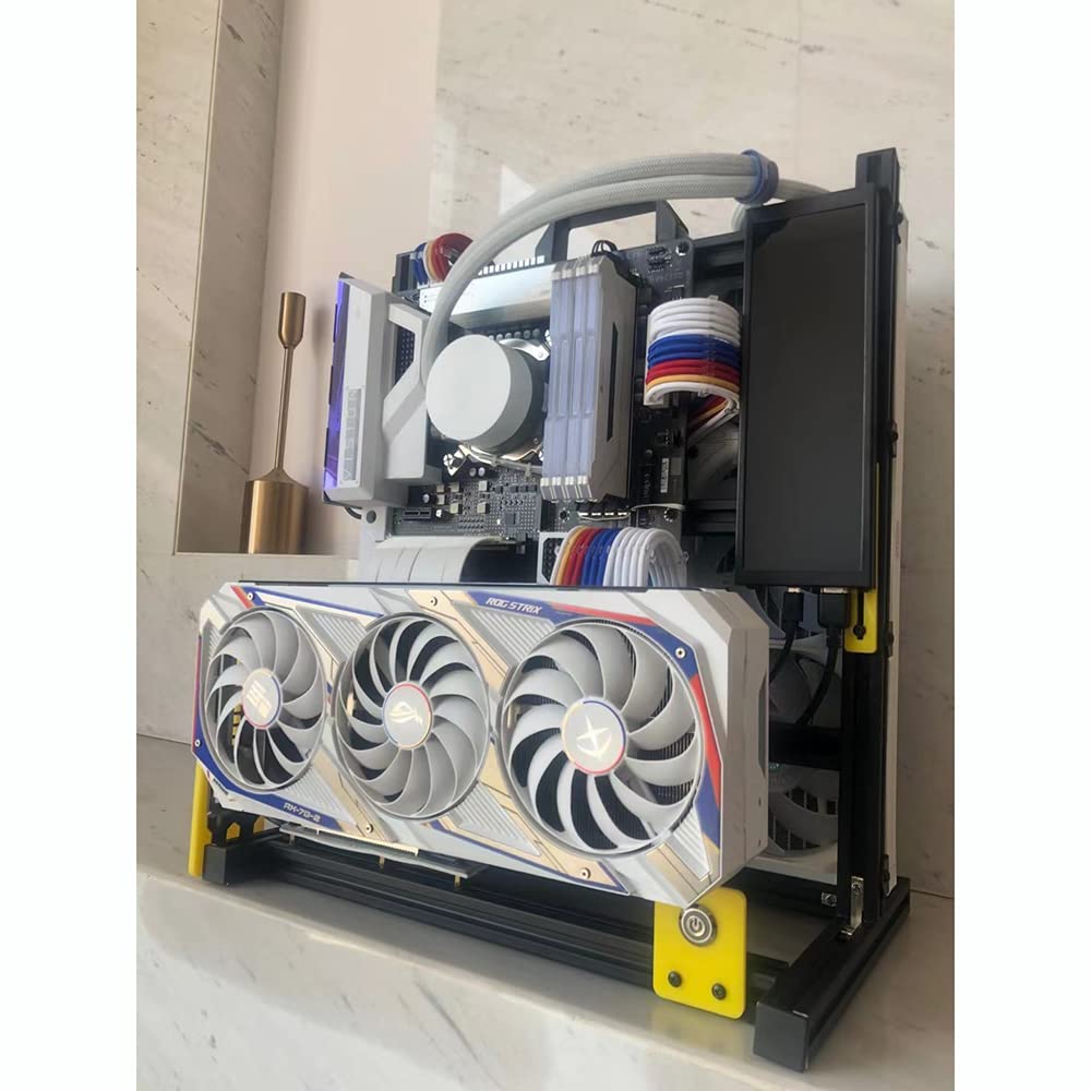 Atx Pc Test Bench Handle Carrying Computer Water Cooling Open Frame Overclock Air Case Htpc Support Graphics Card(Black Yellow)