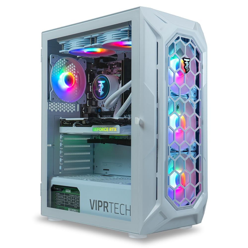 ViprTech Ghost 4.0 Liquid-Cooled PC - AMD Ryzen 7 (4.4Ghz Turbo), RTX 5060 Ti, 32GB DDR4, 1TB SSD, VR-Ready, Streaming, WiFi BT,