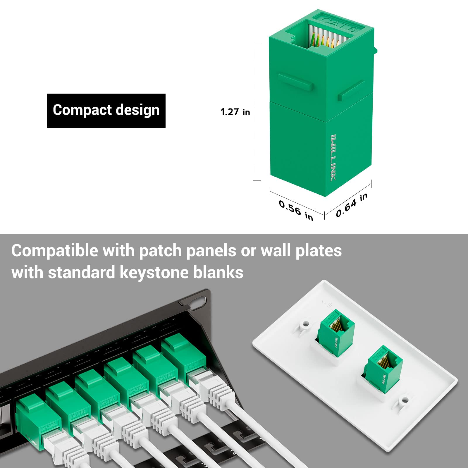 Iwillink Rj45 Cat6 Keystone Coupler 25 Pack, Female To Female Cat6 Keystone Jack, Ethernet Coupler, Utp Keystone Coupler Insert,